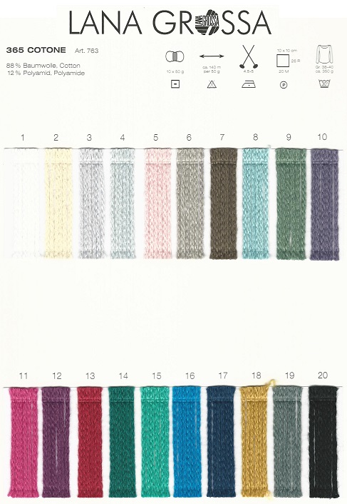 365 Cotone - kleurenkaart